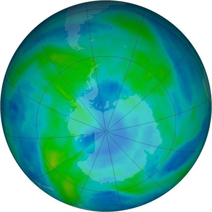 Antarctic ozone map for 07 April 1997